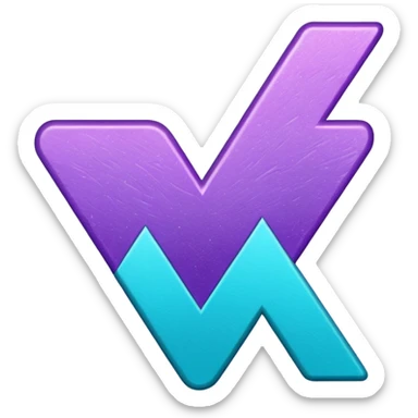 glitter purple and cian checkmark sticker