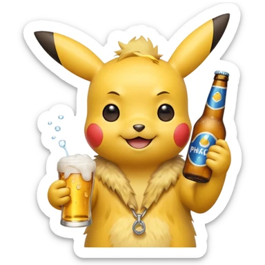 Así a picachu con una chela sticker