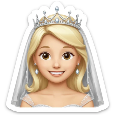 blonde bride silver diamond tiara and veil sticker
