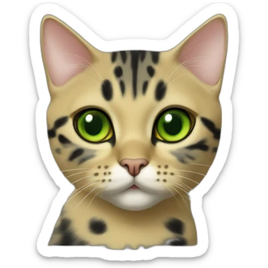 Scottish shorthair cat black spot on gold with green eyes sticker