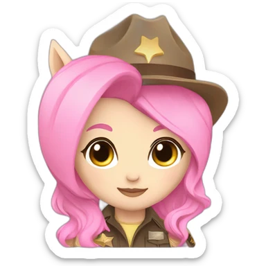 chibi lgbt pink pony and deputy sticker