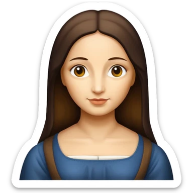 Mona Lisa, simplified features, apple emoji style sticker