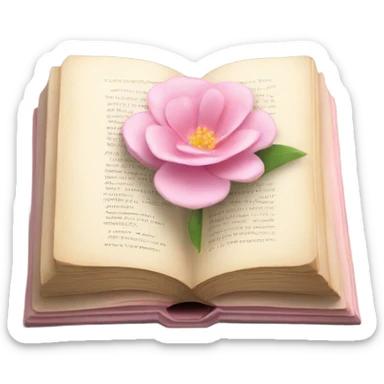 Realistic Open book with light pink flower inside sticker