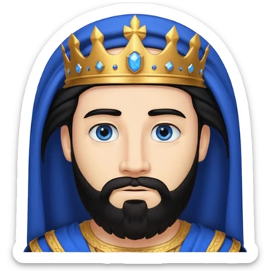 King Solomon with black hair and beard, blue eyes sticker