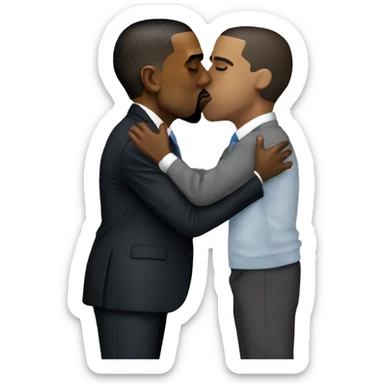 Kanye kissing Obama  sticker