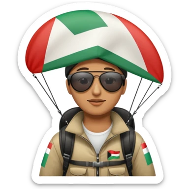 a palestinian flag paraglider, respect scrupulously the correct shapes and colours of the palestinian flag, try again sticker