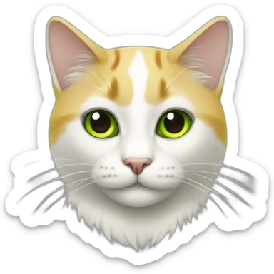 Gato blanco con un ojo verte y el otro amarillo sticker