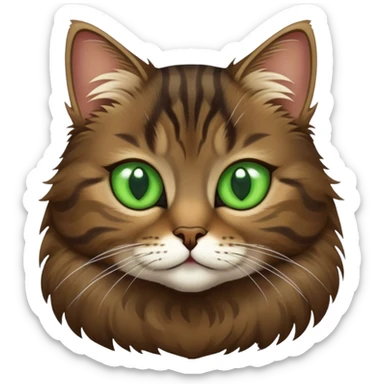 Dark brown tabby cat with green eyes sticker