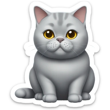 Fat Gray British short hair cat full body  sticker