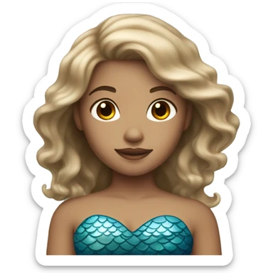 light skinned and light brown haired blue mermaid sticker