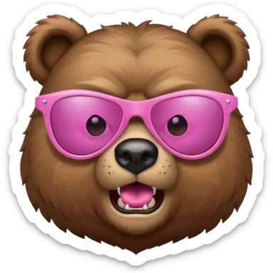 angry bear pink sunglasses sticker