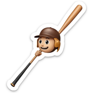Brown wooden baseball bat with cartoon limbs and a face in mid-swing motion sticker