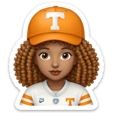 Black girl with curly hair and a Tennessee football hat sticker