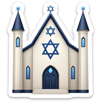 reform jewish synagogue similar to historical religious architecture in europe. the building should be white in color, feature gothic architectural elements and star of david as main symbol. no crosses, christian symbols, the color blue and any visual associations with israel. ios style. sticker