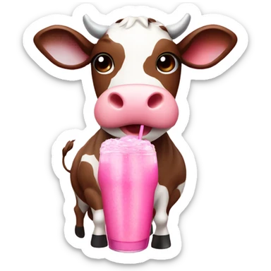 cute cow whit a pink bow and a cute brown drink sticker