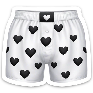 Black heart patterned white pair of boxers sticker