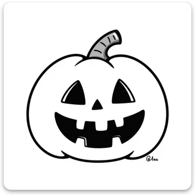 A Halloween jack-o-lantern pumpkin with a carved face in pastel colors (dd9fb0, ffc6d3, a3bfc9, c4bee2, f1b091), hand-drawn doodle style sticker