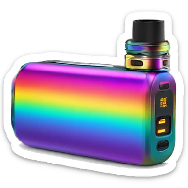 Realistic isolated rainbow metallic geekvape t200 Zeus vape device. sticker
