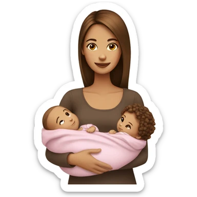 Brown hair -Girl-with-baby sticker