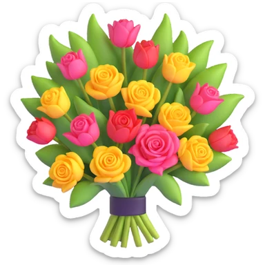 bouquet of roses and tulips sticker
