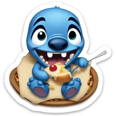 Stitch from cartoon eating sticker
