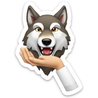 a wolf making turkish bozkurt sybol with his hand  sticker