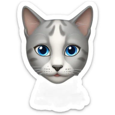 gray female cat blue eyes sticker