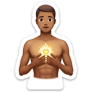 transition from a man with a spiritual pain on his chest growing up to a man with a soul glowing on his body representing his healed version karmically and using that energy to heal others sticker