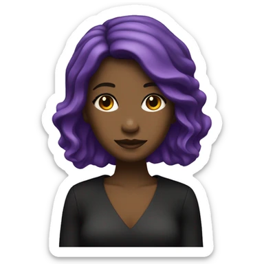 Fille noir avec des cheveux noir, une robe violette et une fleur violette dans les cheveux sticker