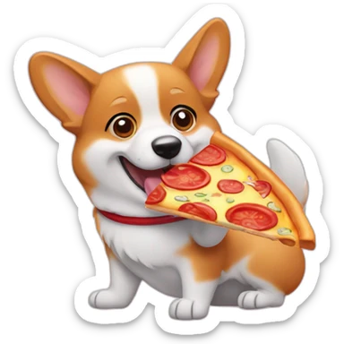 Corgi eating pizza slice sticker