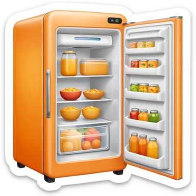 Hi refrigerator ! 
light orange color 
size: 512*512 
inside: full of food sticker