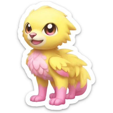 Cute cool yellow pink animal hybrid Fakemon full body sticker