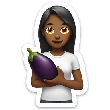 girl holding egg plant sticker