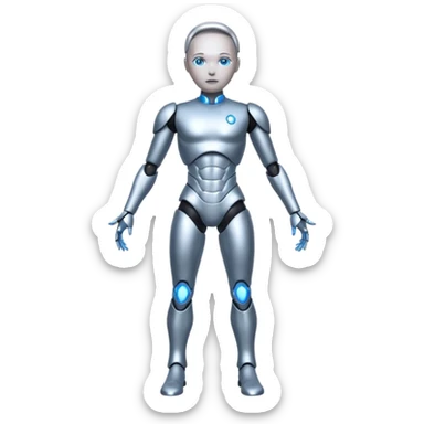 Robots Humanoid – Silver android with glowing eyes, human shape, full body sticker