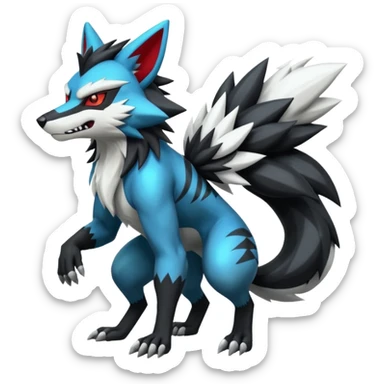 Shiny furry cool Zeraora-Zoroark-Obstagoon-fusion sticker