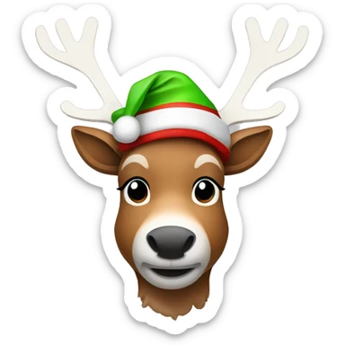 Reindeer with christmas hat sticker