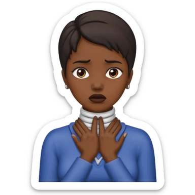 👩🏽 with hands choking her neck sticker