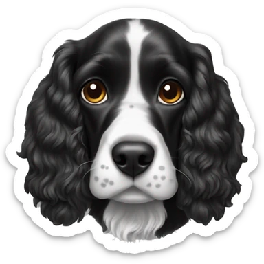 black and white cocker spaniel with nose spots sticker