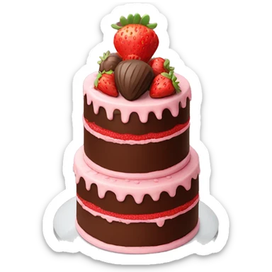 Three tier chocolate strawberry birthday cake  sticker