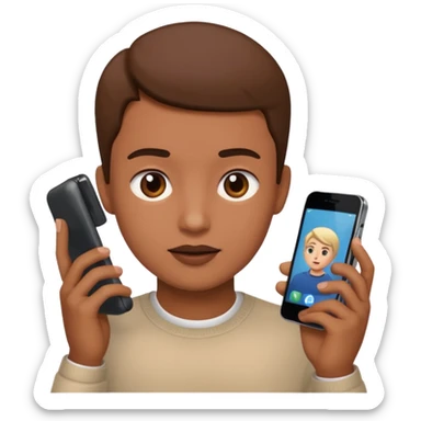 interacting with phone sticker