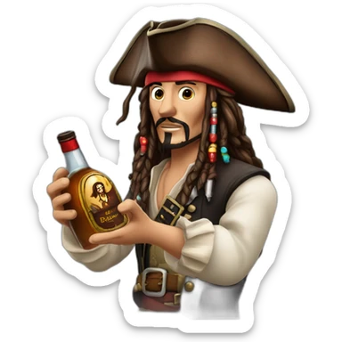 Captain Jack Sparrow and bottle of rum sticker