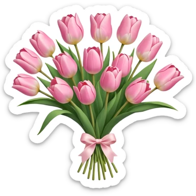 light pink tulip bouquet  sticker