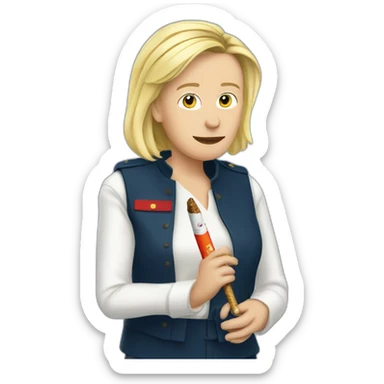 Marine LePen with a cigarette sticker