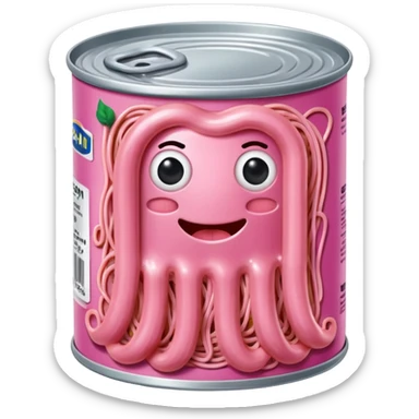 pink Spaghetti slop oozing out of a spam can sticker
