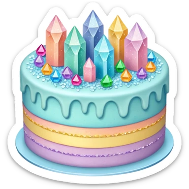 Three layer pastel cake adorned with overflowing raw crystals  sticker