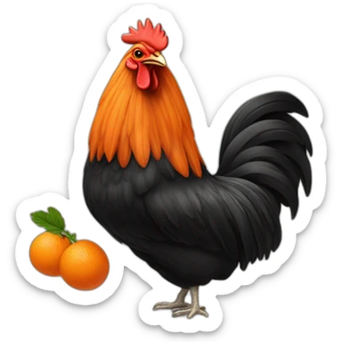 Gallo negro y naranja sticker