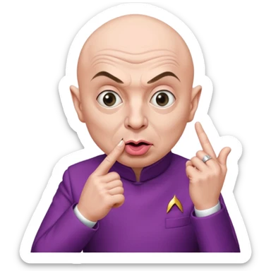 Dr. evil from Austin Powers with pinky finger to corner of mouth ￼ sticker