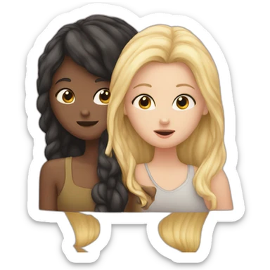 one white girl whispers in the ear of another white girl sticker