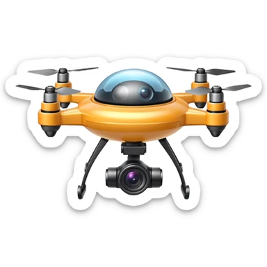 flying camera device object icon, small UFO shaped drone with camera lens, cute futuristic design, 3D cartoon, mobile game icon style, centered, clean background, no text, no watermark
 sticker