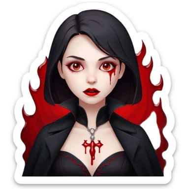 Women Vampire with black coat dress and eyes should be red with blood sticker